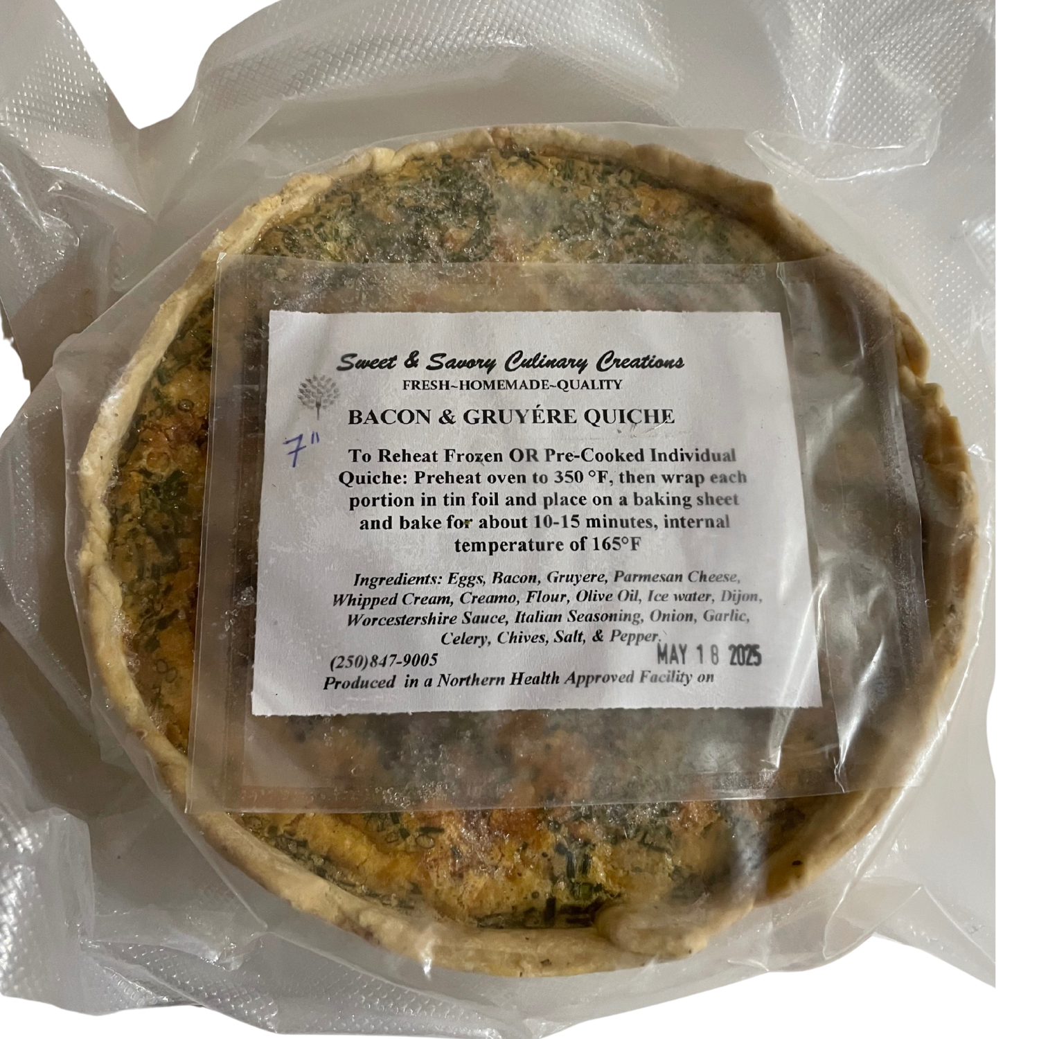 Local Bacon, Gruyere & Chive Quiche - 0